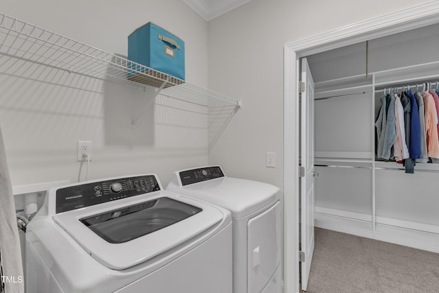 laundry area with carpet, laundry area, and separate washer and dryer