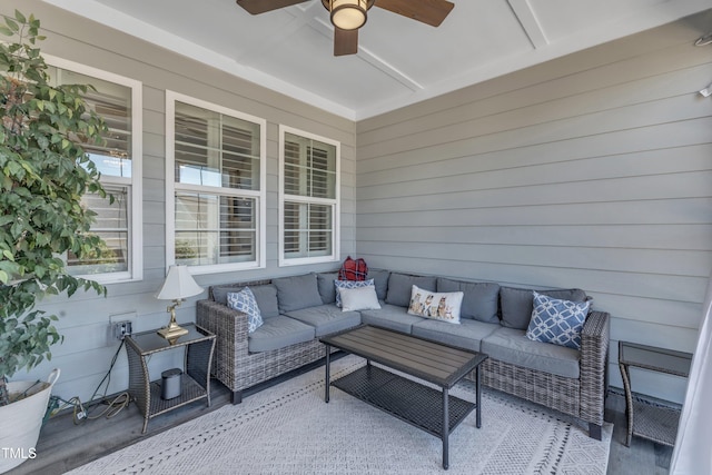 view of patio / terrace featuring outdoor lounge area and ceiling fan