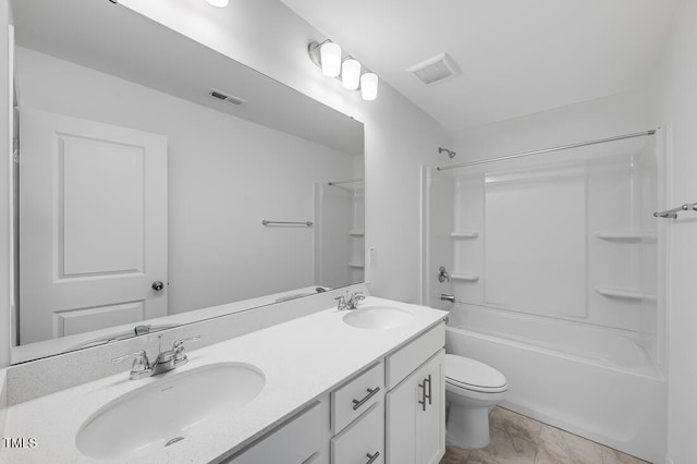 52 Shay St, Angier, NC 27501 - bathroom featuring double vanity,  shower combination, and marble look tile flooring