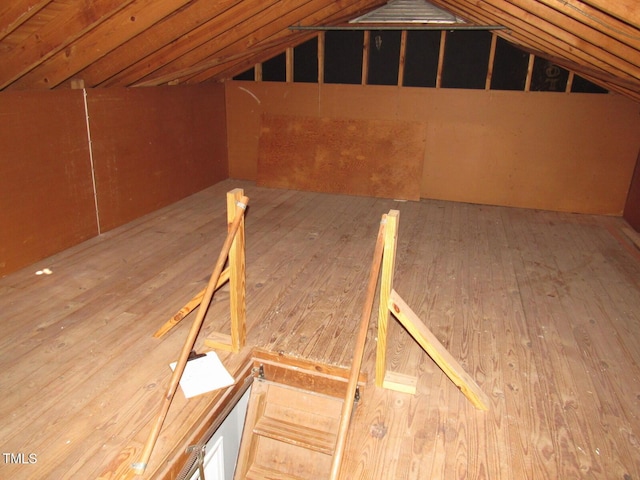 view of unfinished attic