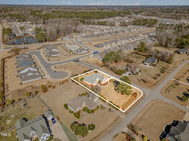 drone / aerial view with a residential view