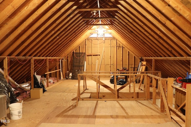 view of unfinished attic