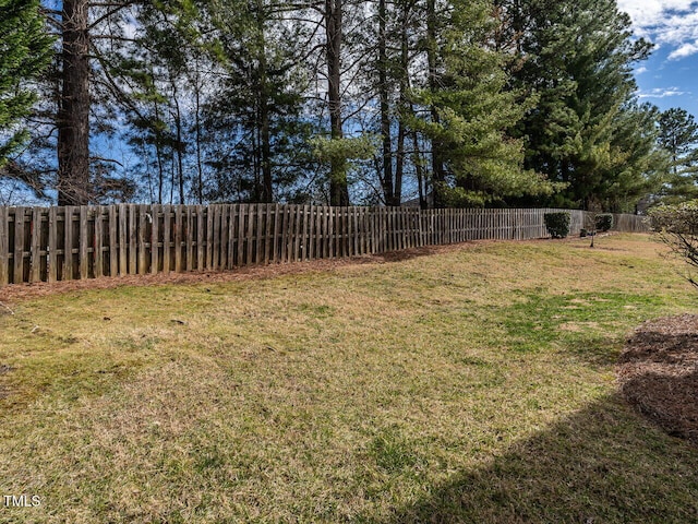 view of yard featuring a fenced backyard