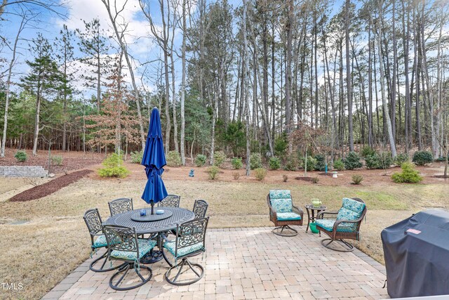 view of patio / terrace featuring outdoor dining area and grilling area