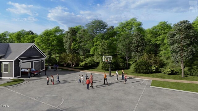 504 Yeowell Dr, Chapel Hill, NC 27514 - view of basketball court with a lawn