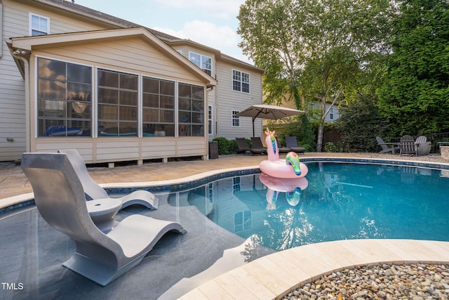 109 Skywater Ln, Holly Springs, NC 27540 - view of swimming pool featuring a sunroom and a patio area