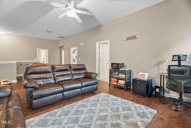 109 Skywater Ln, Holly Springs, NC 27540 - living area with ceiling fan and wood finished floors