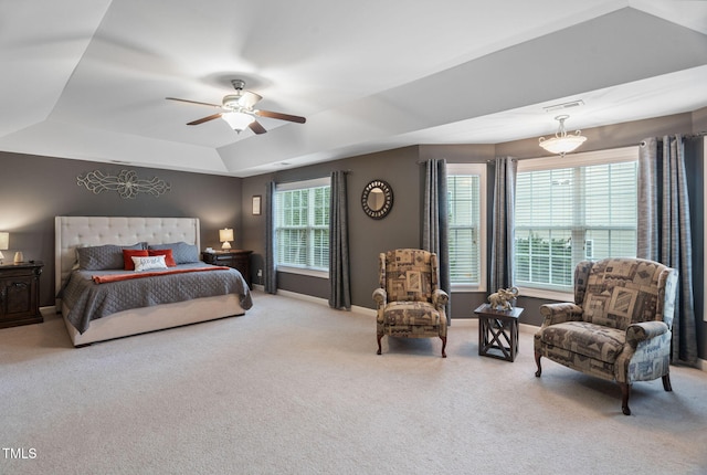 109 Skywater Ln, Holly Springs, NC 27540 - bedroom featuring a tray ceiling, carpet floors, and a ceiling fan