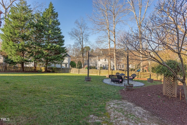 view of yard featuring a patio and a fenced backyard