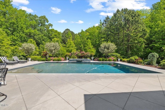 view of swimming pool with a patio area and a pool with connected hot tub