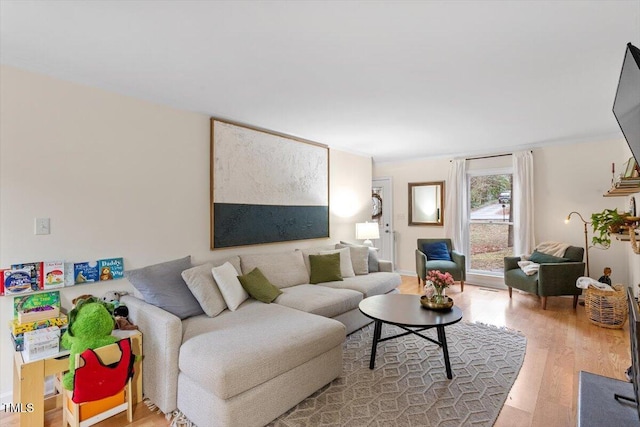 living area with wood finished floors