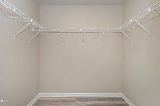 spacious closet with wood finished floors