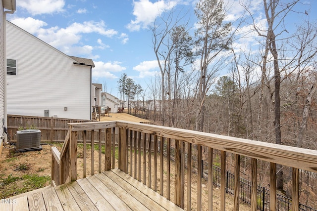 deck featuring central air condition unit