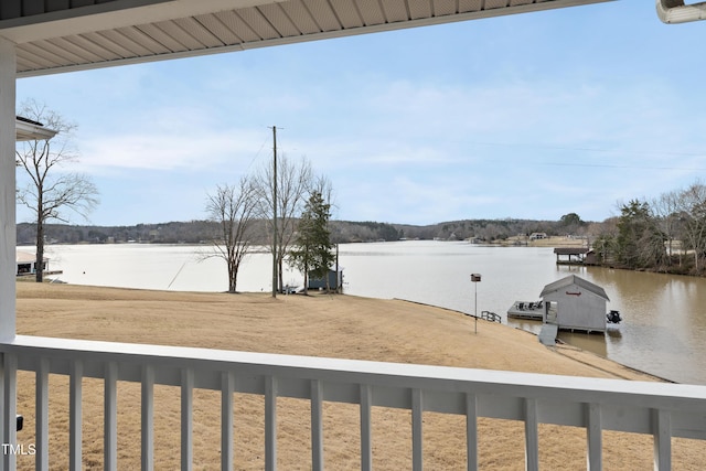 water view with a dock