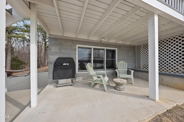 view of patio with area for grilling