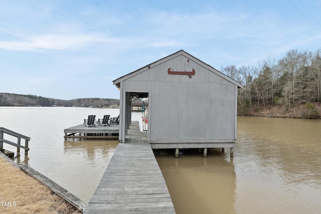 view of dock featuring a water view