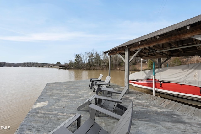 view of dock featuring a water view