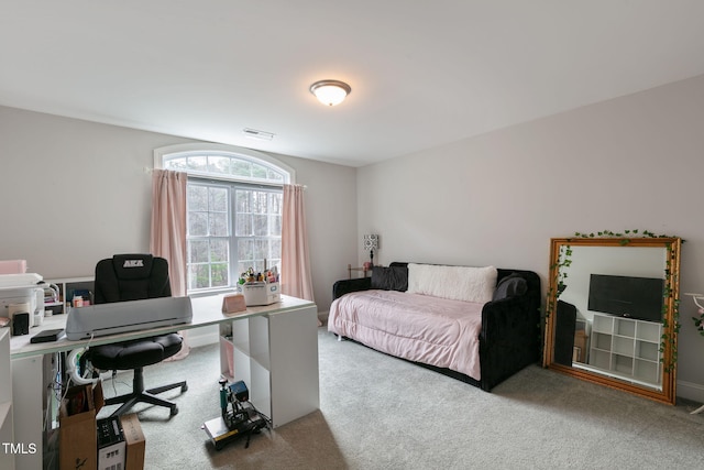 bedroom with carpet flooring and visible vents