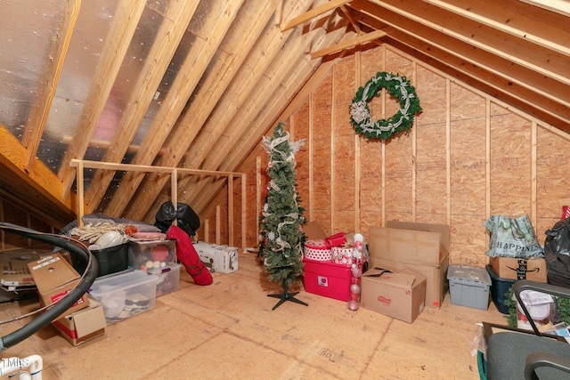 view of unfinished attic