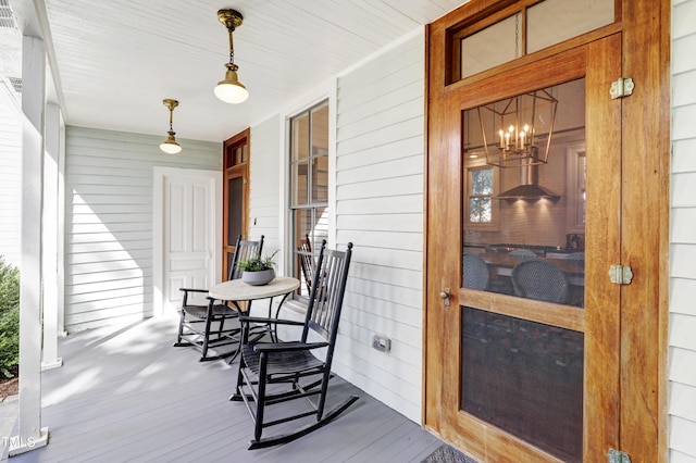 deck with covered porch