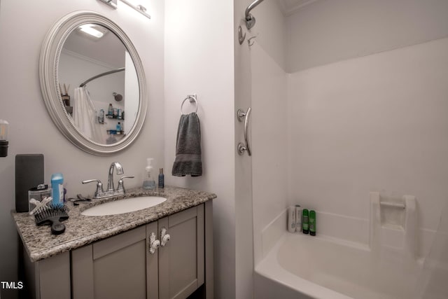 full bath with shower / bath combo and vanity