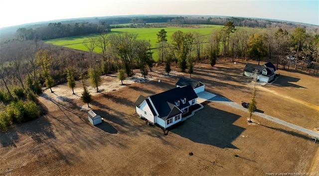 aerial view with a rural view