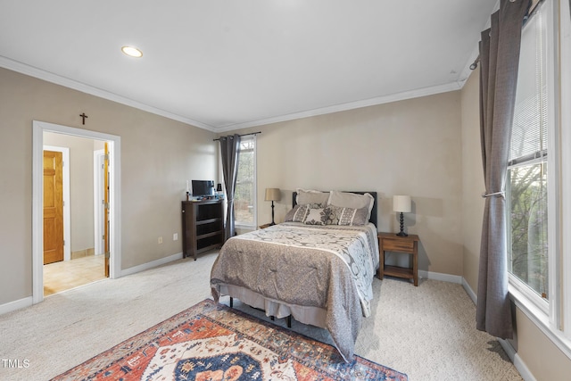 104 Sierra Dr, Chapel Hill, NC 27514 - bedroom with baseboards, recessed lighting, ornamental molding, and carpet flooring