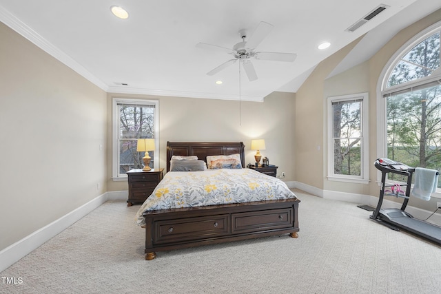 104 Sierra Dr, Chapel Hill, NC 27514 - bedroom with baseboards, visible vents, light carpet, and multiple windows