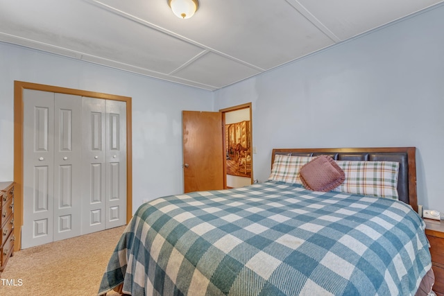 bedroom featuring a closet and carpet flooring