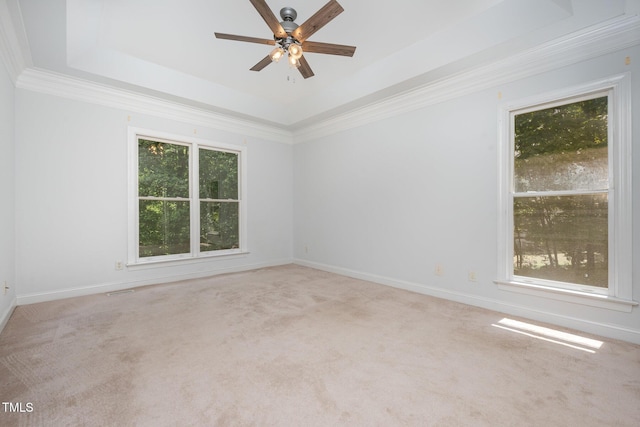 155 Georgetown Woods Dr, Youngsville, NC 27596 - carpeted spare room with a tray ceiling, ceiling fan, and crown molding