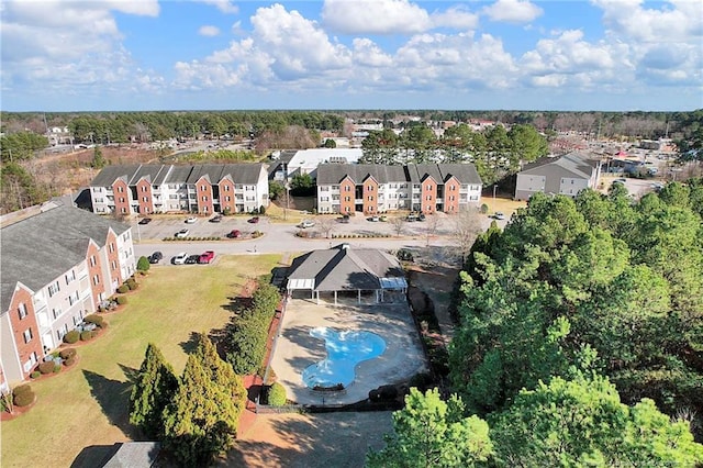 aerial view with a residential view