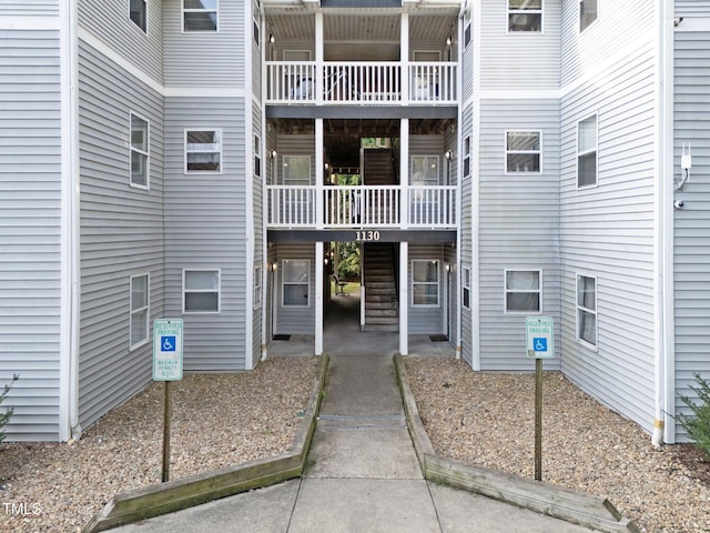 view of building exterior featuring stairway