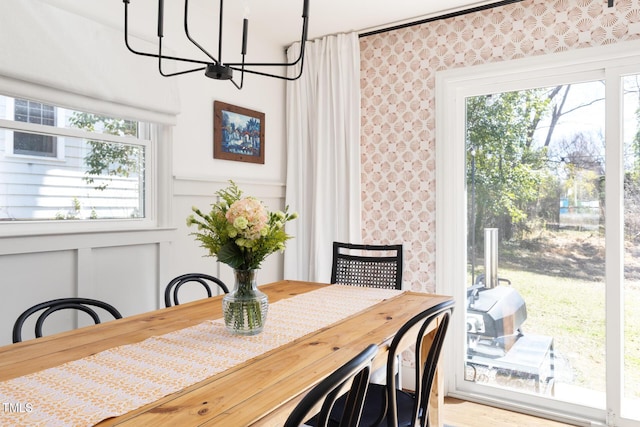 dining room featuring an inviting chandelier