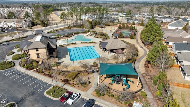 bird's eye view with a residential view