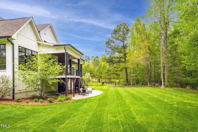 5040 Shakori Trl, Chapel Hill, NC 27707 - view of yard with fence, stairs, a patio area, and a deck