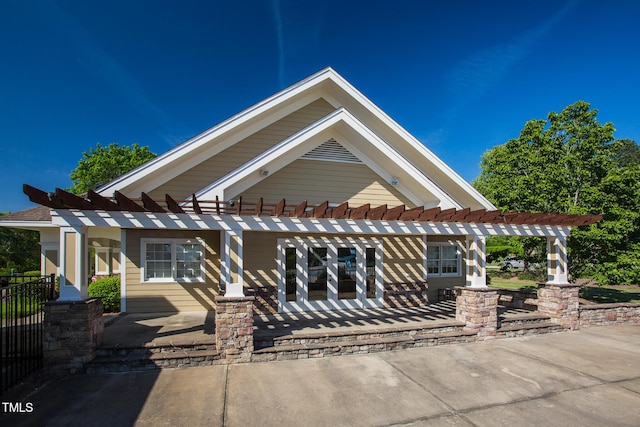 exterior space with a pergola