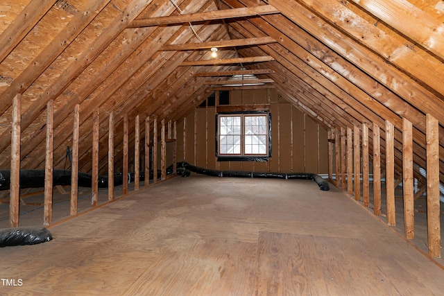 view of unfinished attic