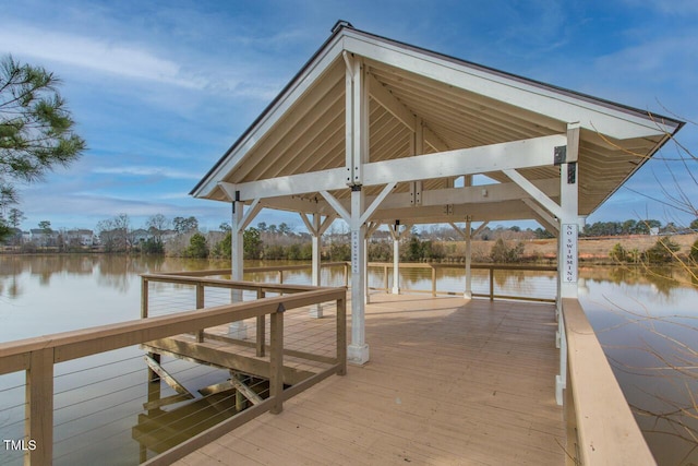 view of dock featuring a water view