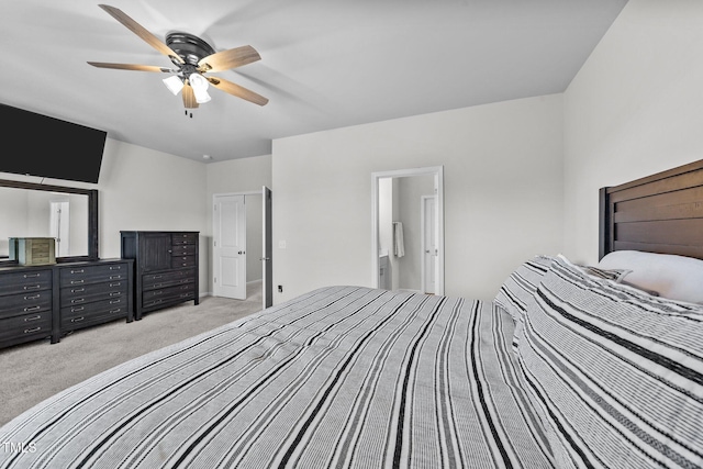 unfurnished bedroom with ceiling fan and carpet floors