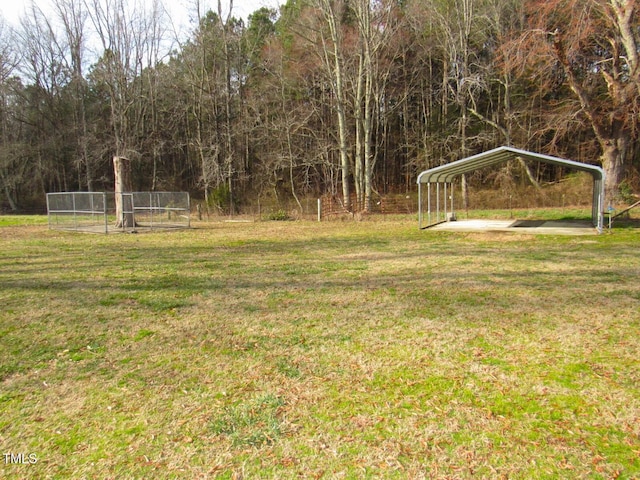 view of yard featuring a carport