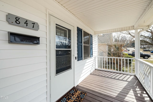 deck featuring a porch