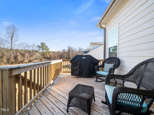 wooden terrace with grilling area