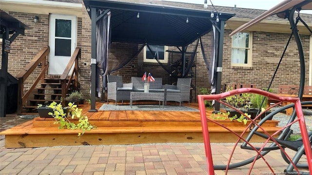 wooden terrace featuring entry steps