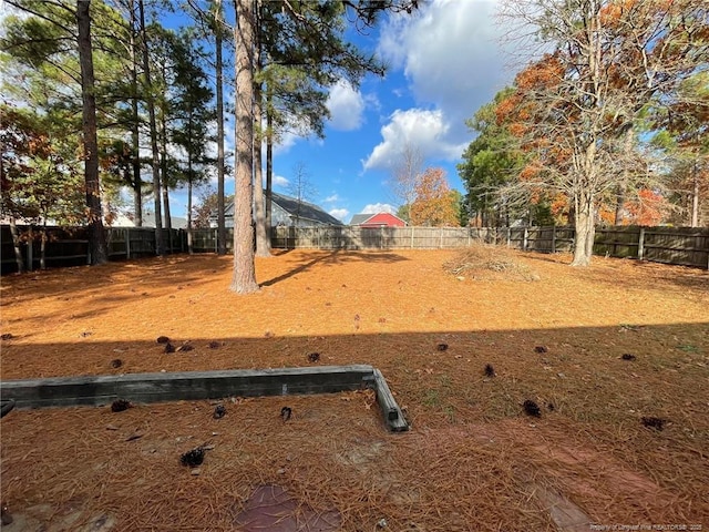 view of yard with a fenced backyard