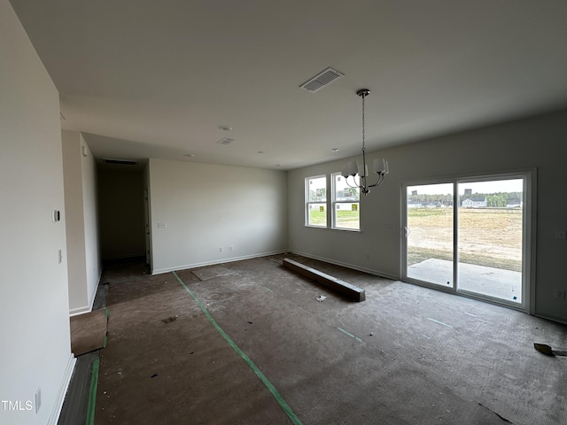 51 Robert Howe Dr, Fuquay Varina, NC 27526 - unfurnished dining area with visible vents and a chandelier