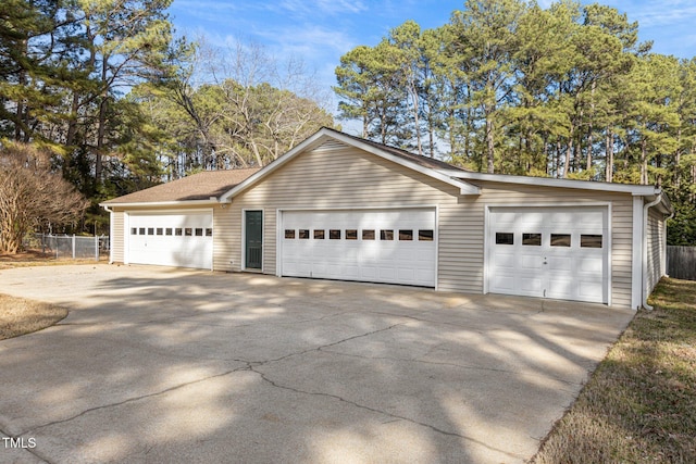 garage featuring fence