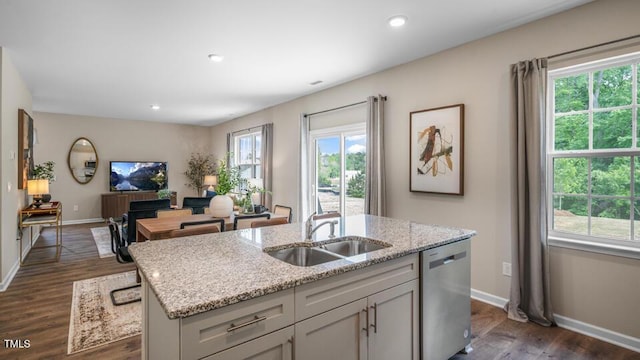 kitchen with a wealth of natural light, dishwasher, and a sink