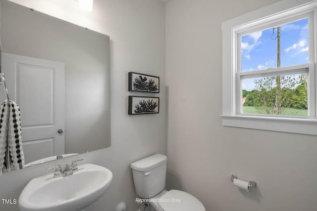 half bathroom featuring toilet and a sink