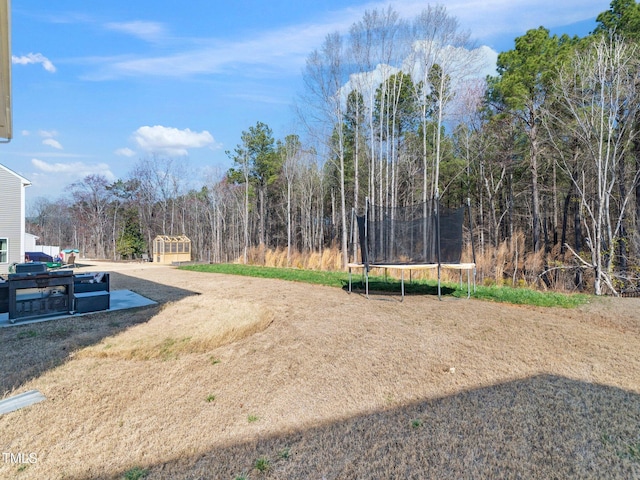 view of yard featuring a trampoline