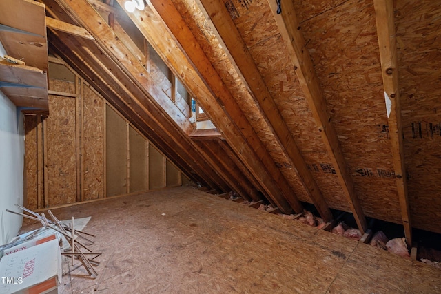 view of unfinished attic